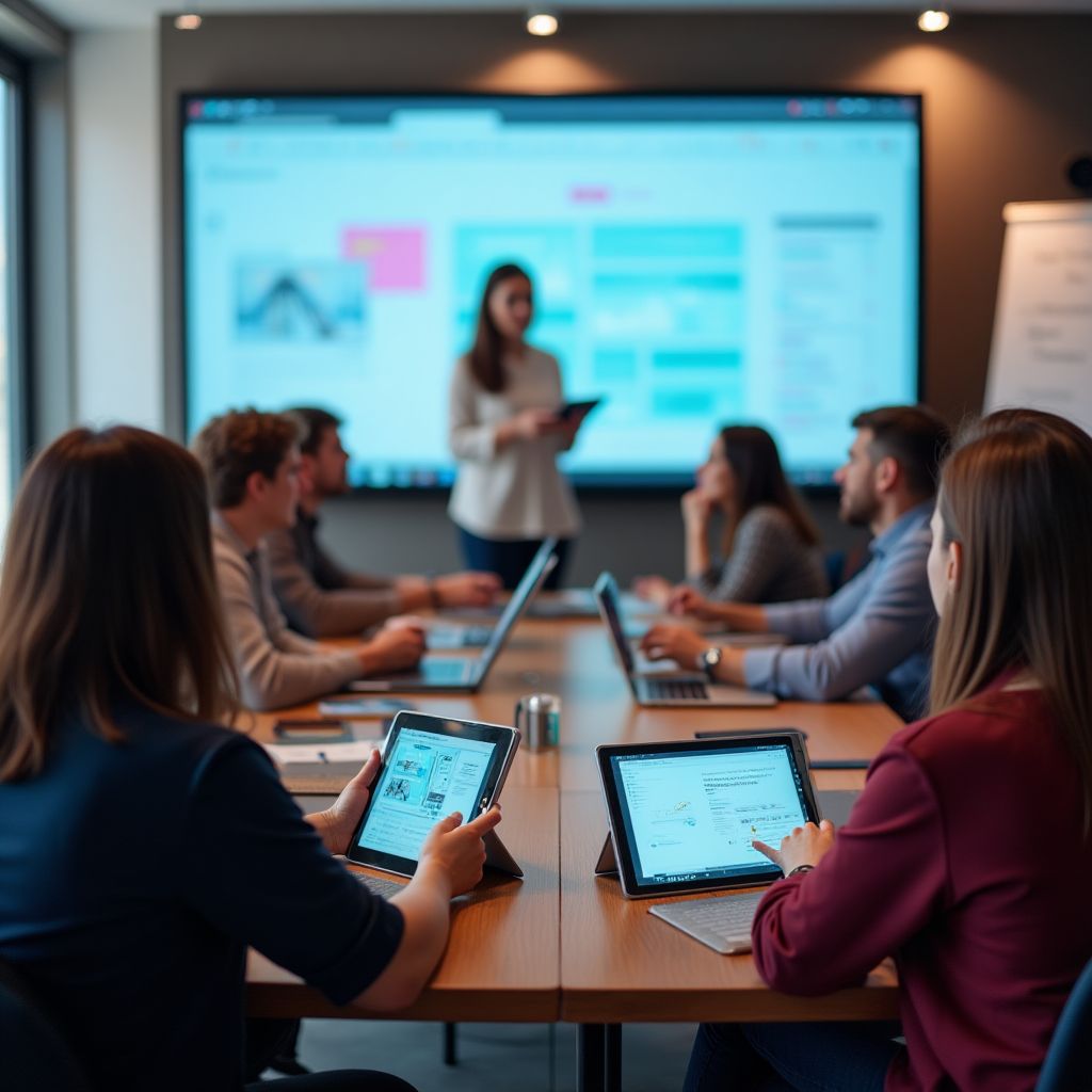 Workshop digital para clientes con tablets y pizarras