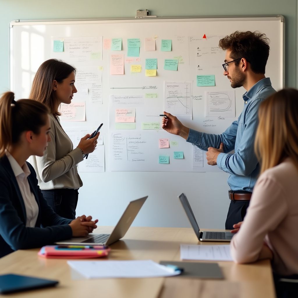 Equipo de consultores trabajando de manera conjunta