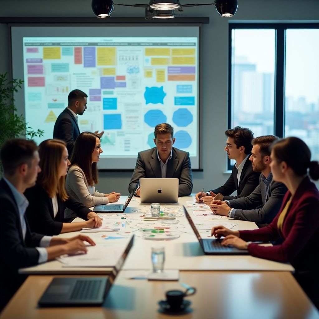 Equipo de consultores empresariales trabajando juntos